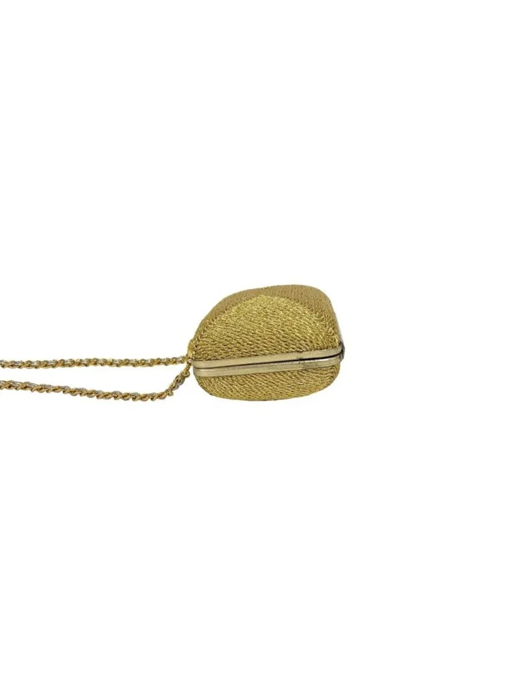 Chanel Vintage Coco Glitter Canvas Kiss Lock Chain Shoulder Bag